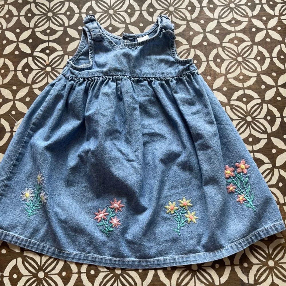 Carters Denim and Embroidered Dress 12m